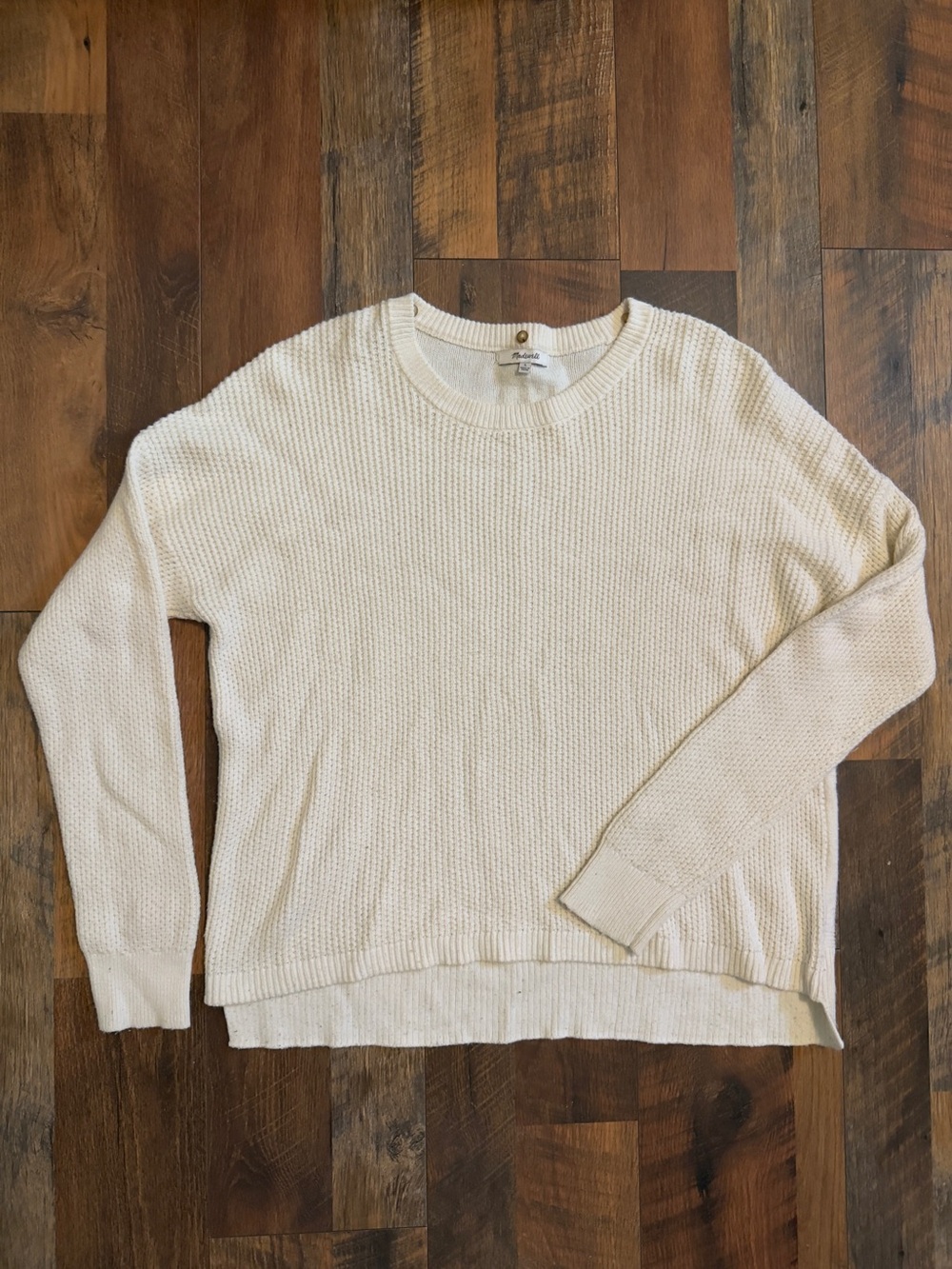 Madewell cotton blend knit crewneck sweater ivory size Large L